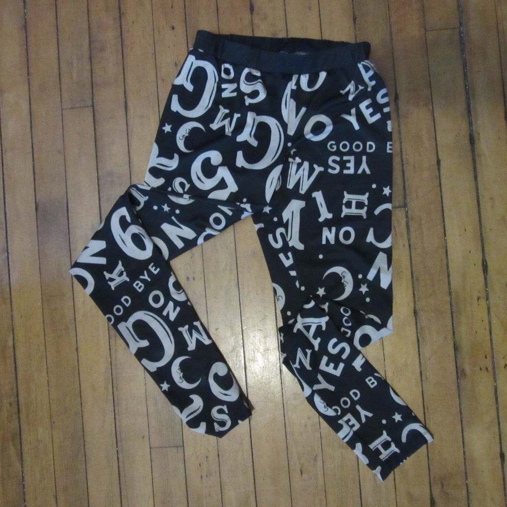 Mighty Fine Black and White Letter Print Leggings